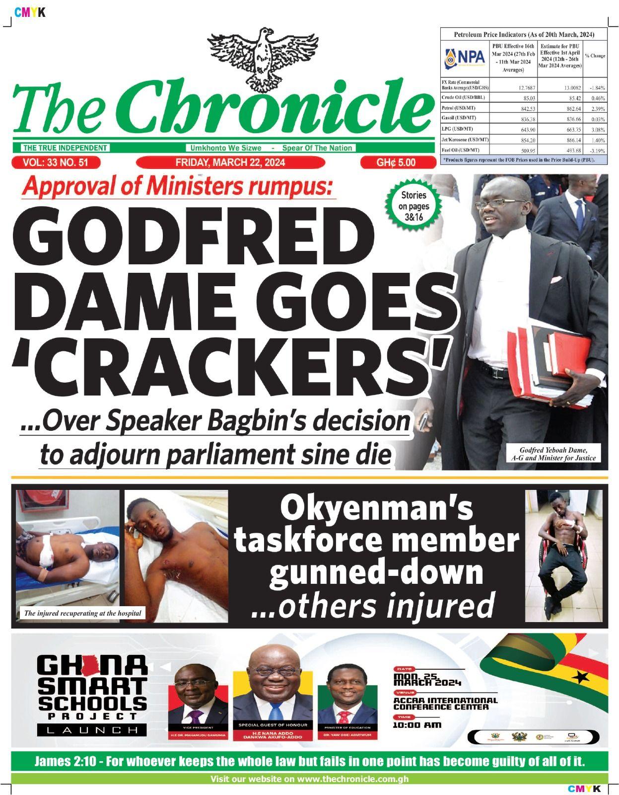 newspaper headlines for Friday 22nd March