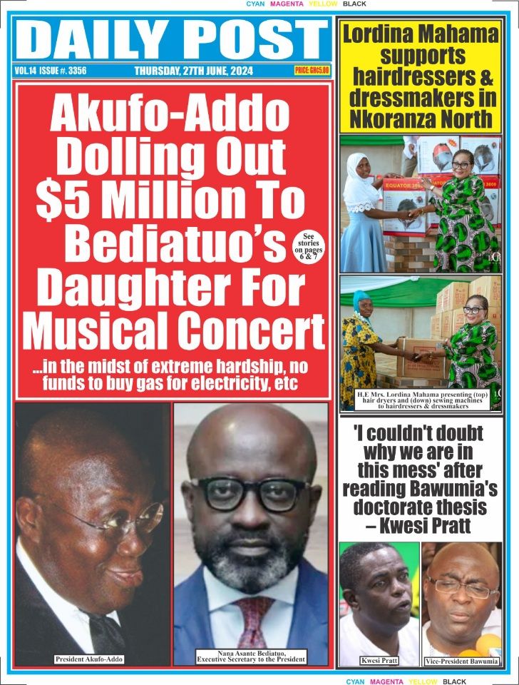 newspaper headlines for Thursday 27th June