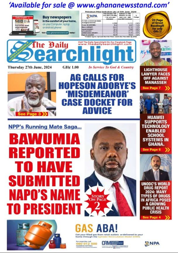 newspaper headlines for Thursday 27th June